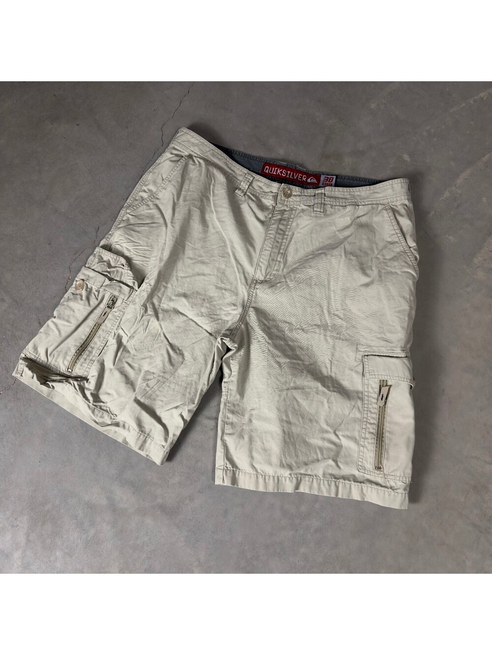 Y2K Quiksilver Cargo Shorts Mens 38 Tan Khaki Baggy Skate